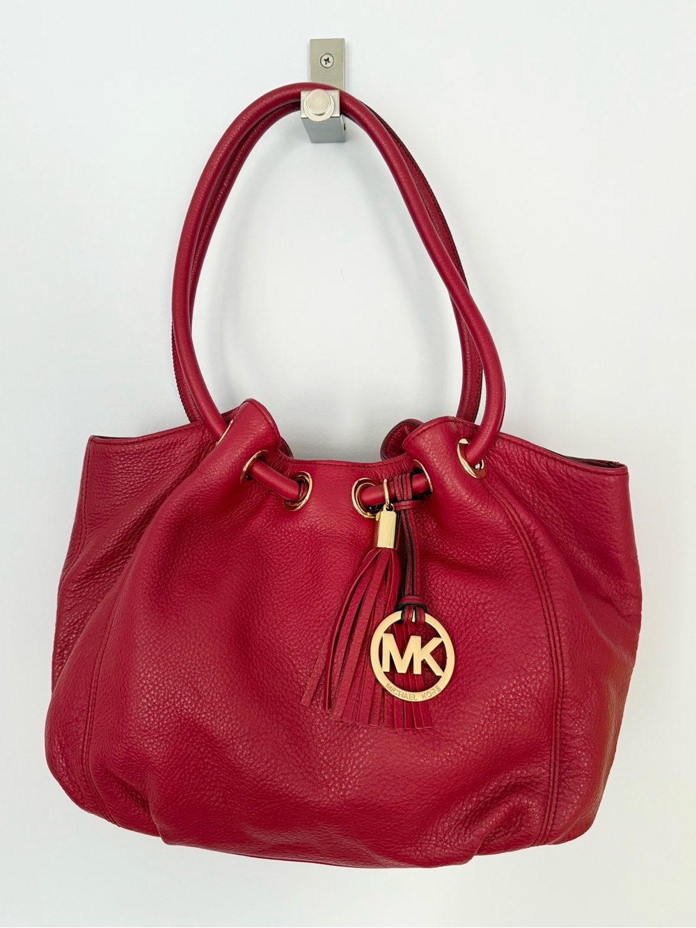 Michael Kors Red Ring Tote East West Leather Bag